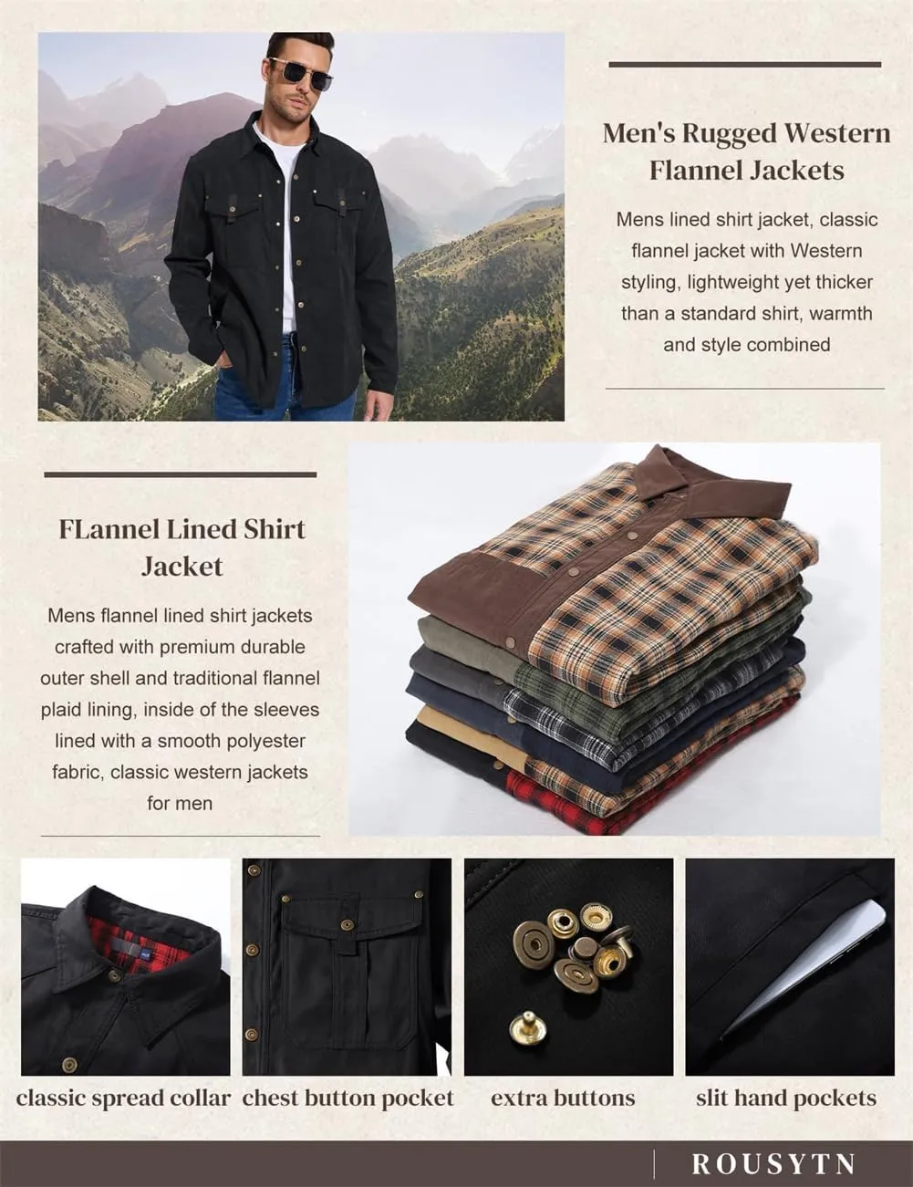 Men's flannel lined shirt jacket Lightweight snap western denim shirt jacket Short coat Vintage snap western jacket