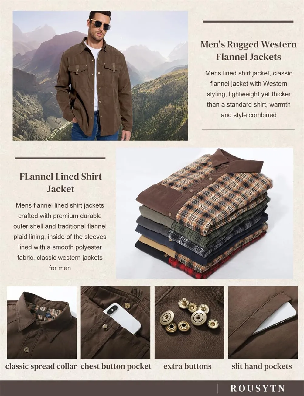 Men's flannel lined shirt jacket Lightweight snap western denim shirt jacket Short coat Vintage snap western jacket