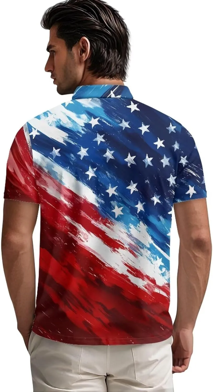 Men's Golf Shirts Short Sleeve Zipper Shirt Casual Slim Fit Sports Golf Shirt Summer Athletic Tennis Tops