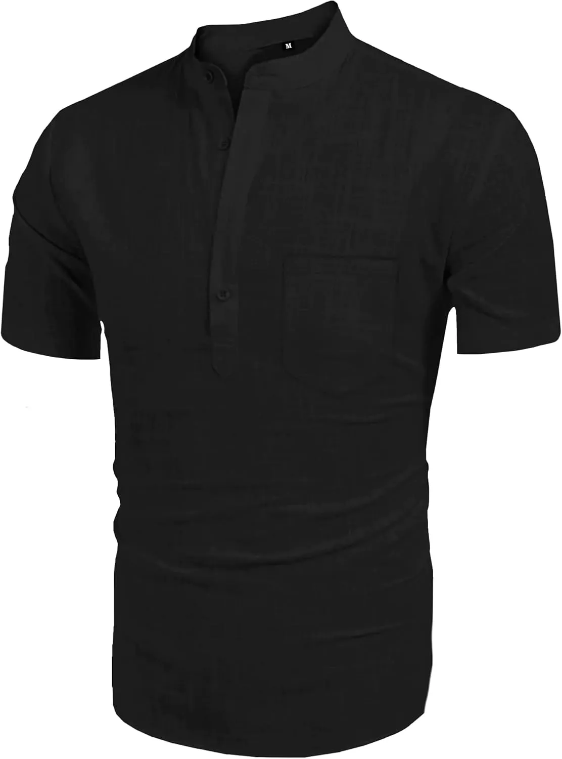 Men's Henley Shirt Summer Causal Shot Sleeve Hippie Beach T Shirt Band Collar Lightweight Yoga Tee Tops