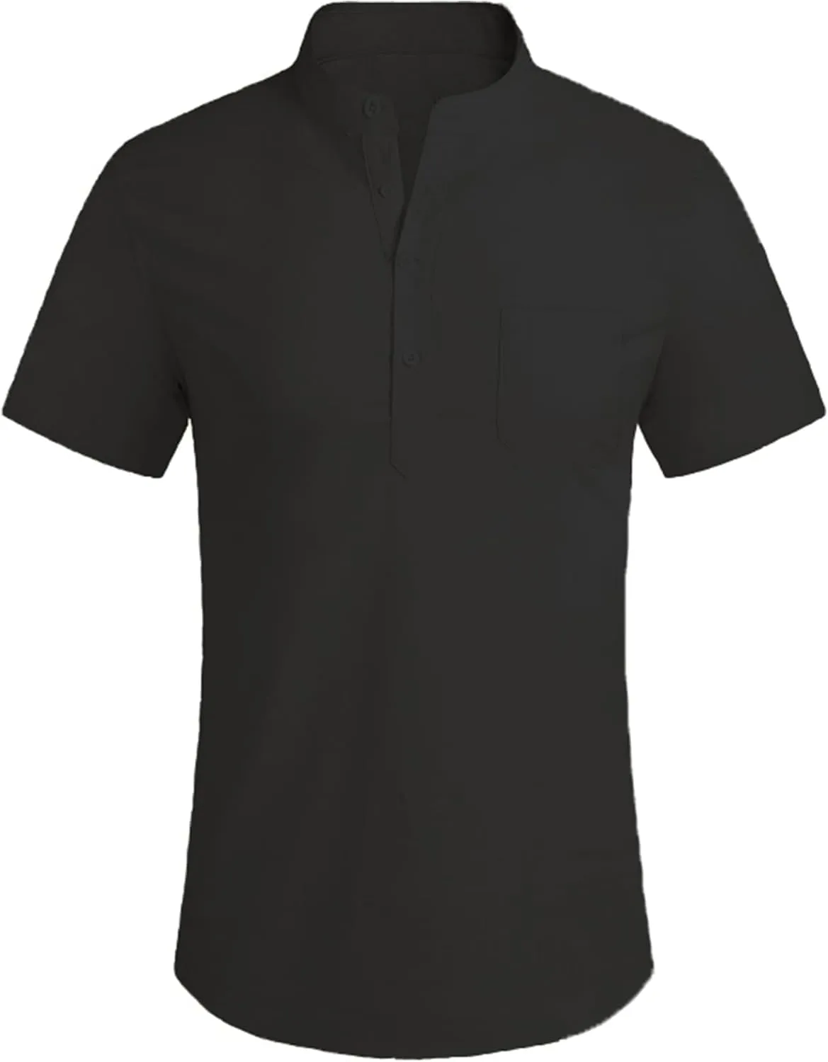 Men's Henley Shirt Summer Causal Shot Sleeve Hippie Beach T Shirt Band Collar Lightweight Yoga Tee Tops