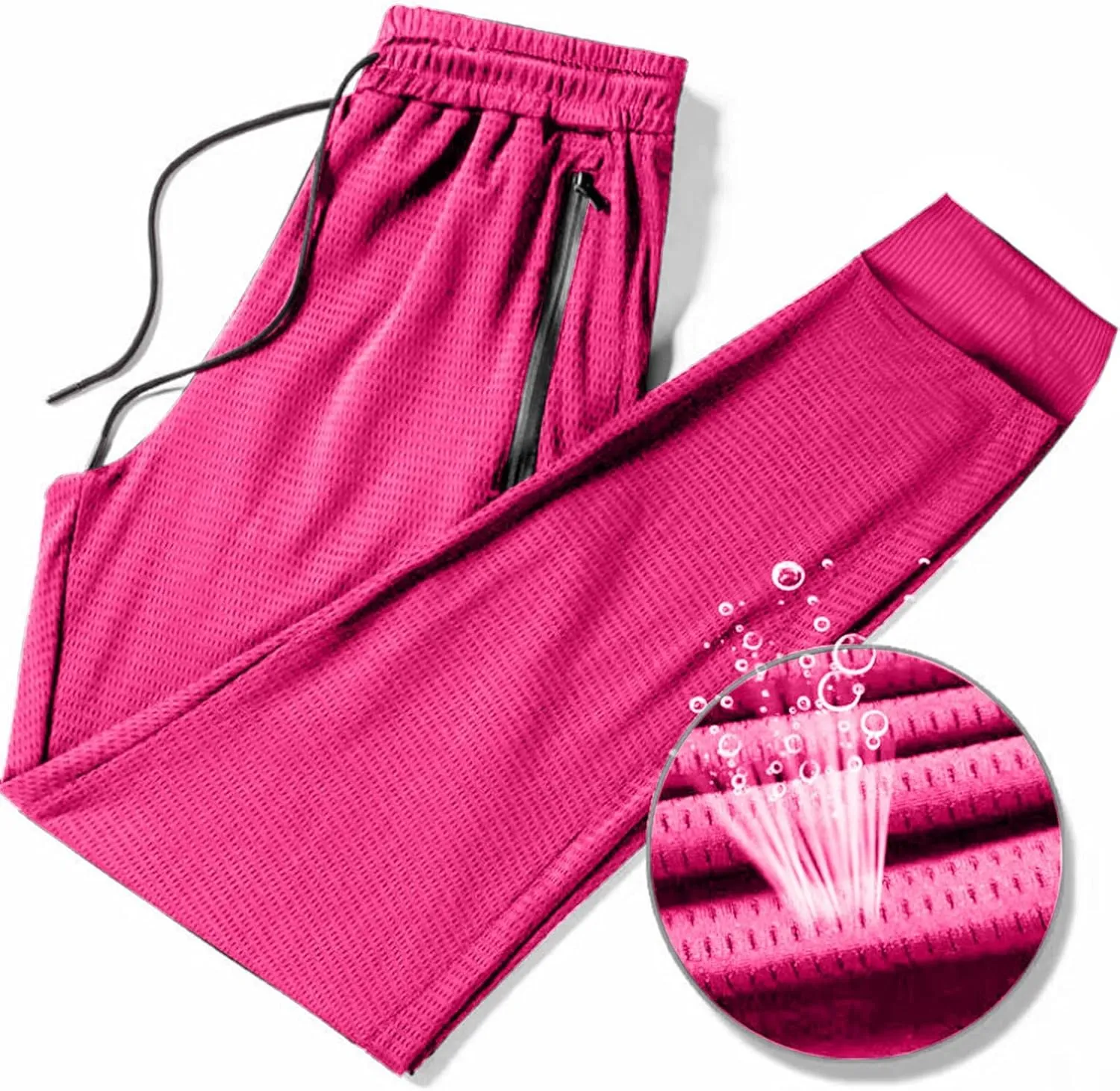 Mens Joggers Lightweight Quick Dry Athletic Hiking Pants Running Mesh Breathable Gym Sweatpants with Zipper Pockets