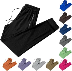Mens Joggers Lightweight Quick Dry Athletic Hiking Pants Running Mesh Breathable Gym Sweatpants with Zipper Pockets