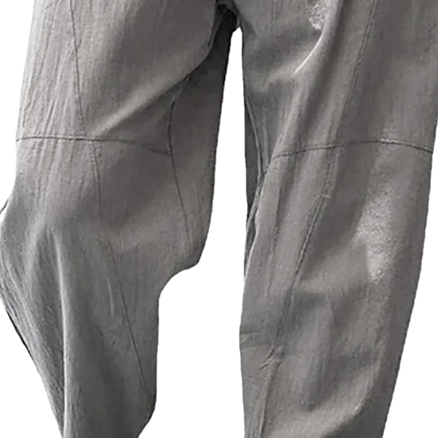 Mens Lounge Linen Pants Trendy Baggy Yoga Lightweight Slacks Casual Wide Leg Trousers with Pockets