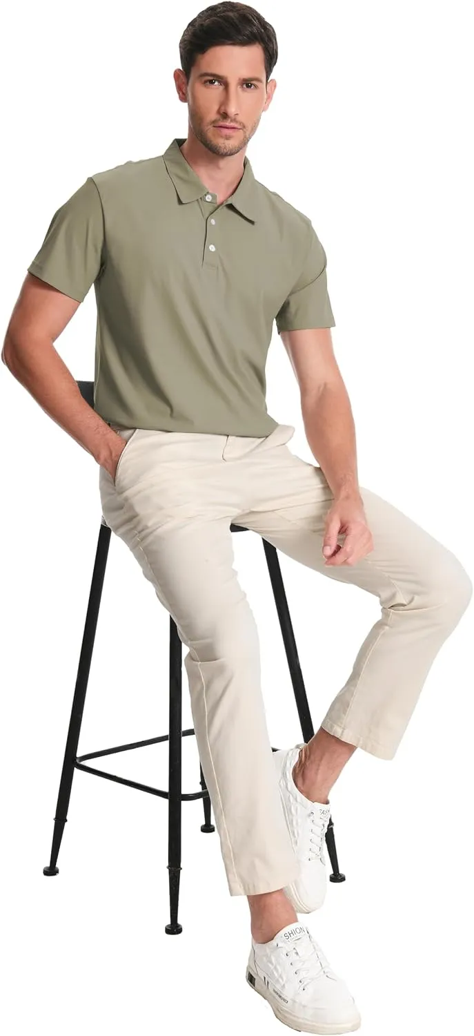 Mens Polo Shirts Collar Short Sleeve Golf Shirt Quicky Dry Moisture Wicking Lightweight Polo T-Shirt
