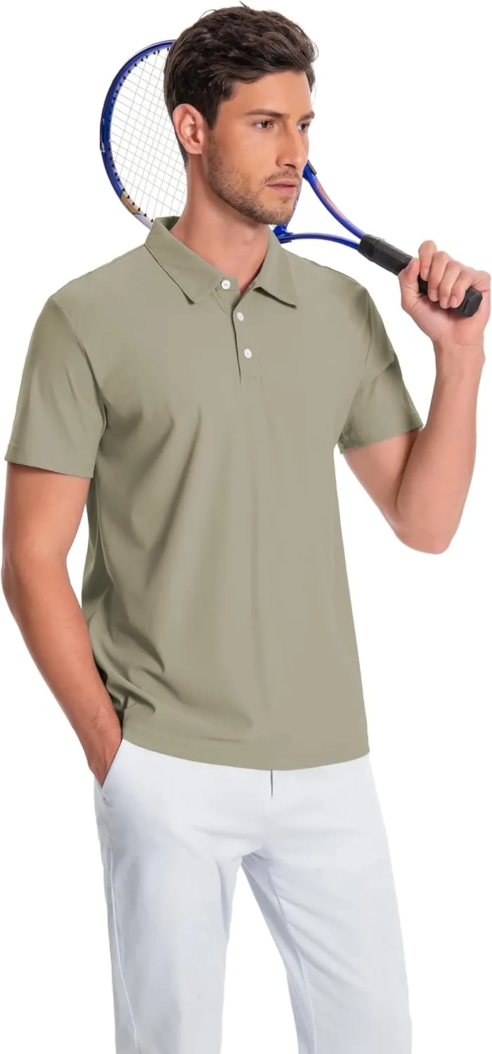 Mens Polo Shirts Collar Short Sleeve Golf Shirt Quicky Dry Moisture Wicking Lightweight Polo T-Shirt