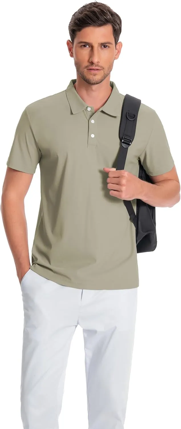 Mens Polo Shirts Collar Short Sleeve Golf Shirt Quicky Dry Moisture Wicking Lightweight Polo T-Shirt