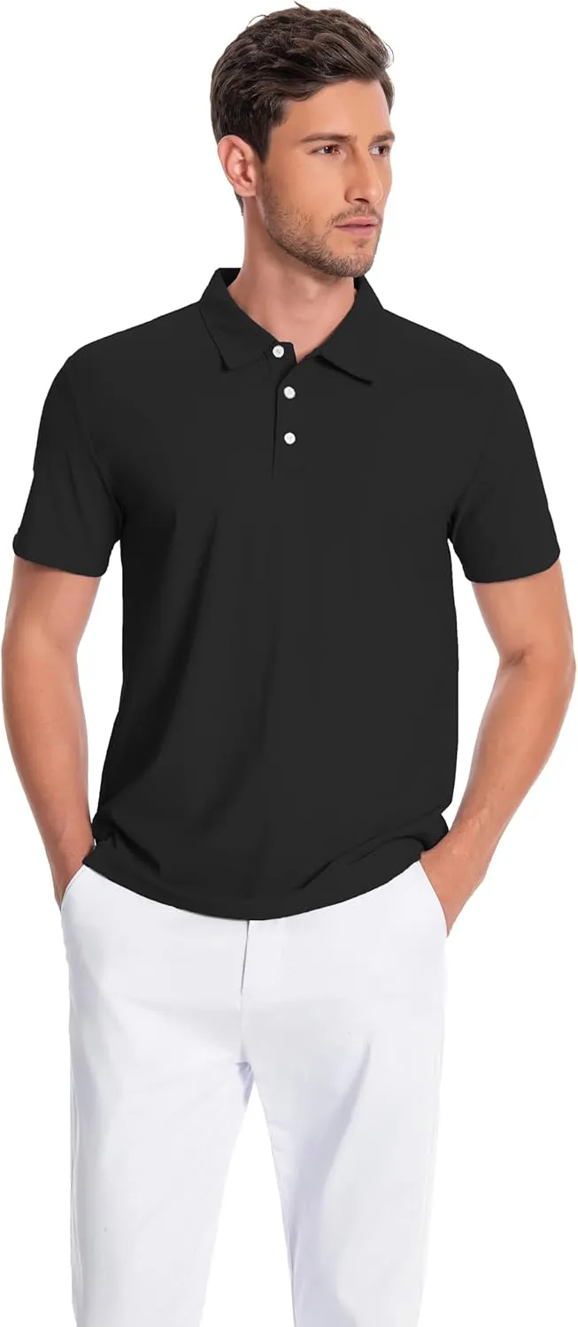 Mens Polo Shirts Collar Short Sleeve Golf Shirt Quicky Dry Moisture Wicking Lightweight Polo T-Shirt