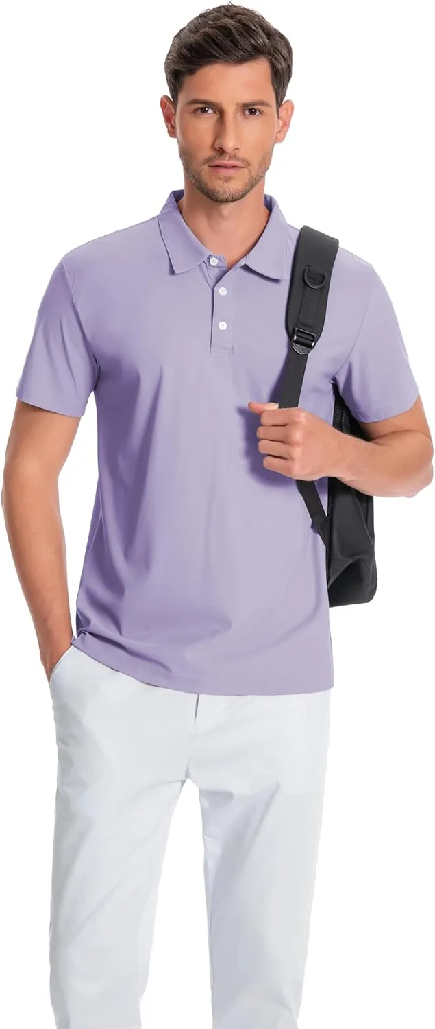 Mens Polo Shirts Collar Short Sleeve Golf Shirt Quicky Dry Moisture Wicking Lightweight Polo T-Shirt