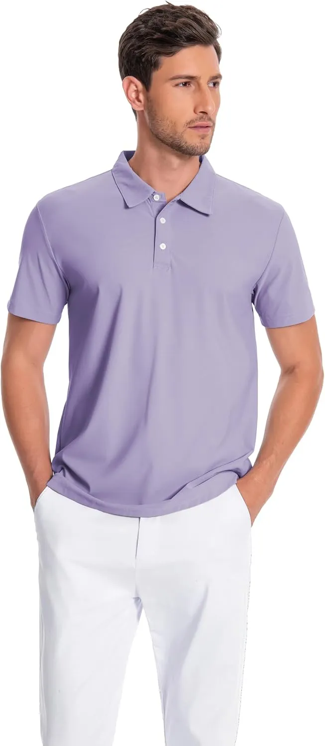 Mens Polo Shirts Collar Short Sleeve Golf Shirt Quicky Dry Moisture Wicking Lightweight Polo T-Shirt