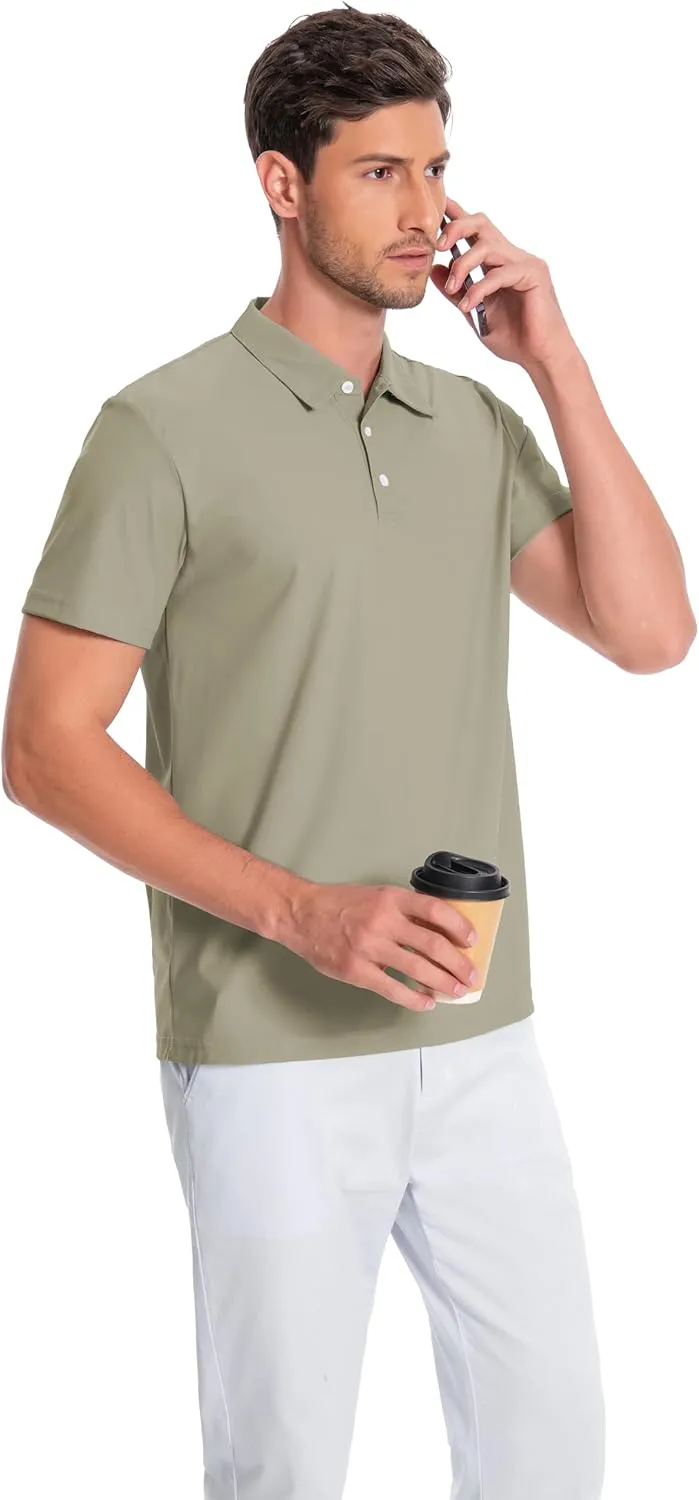 Mens Polo Shirts Collar Short Sleeve Golf Shirt Quicky Dry Moisture Wicking Lightweight Polo T-Shirt