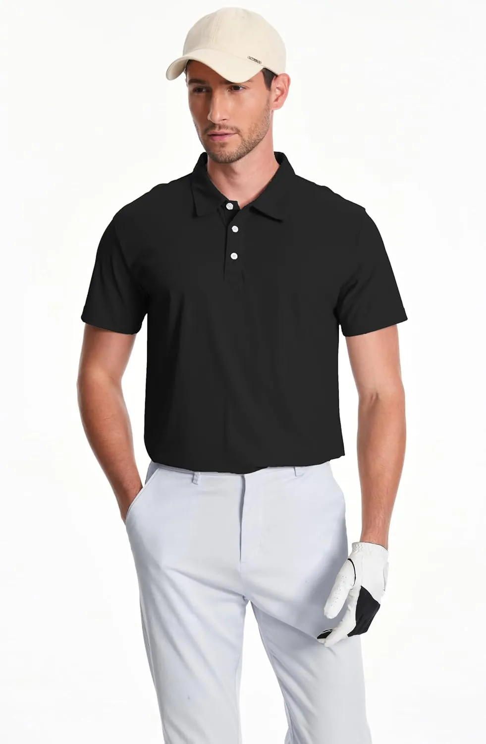 Mens Polo Shirts Collar Short Sleeve Golf Shirt Quicky Dry Moisture Wicking Lightweight Polo T-Shirt