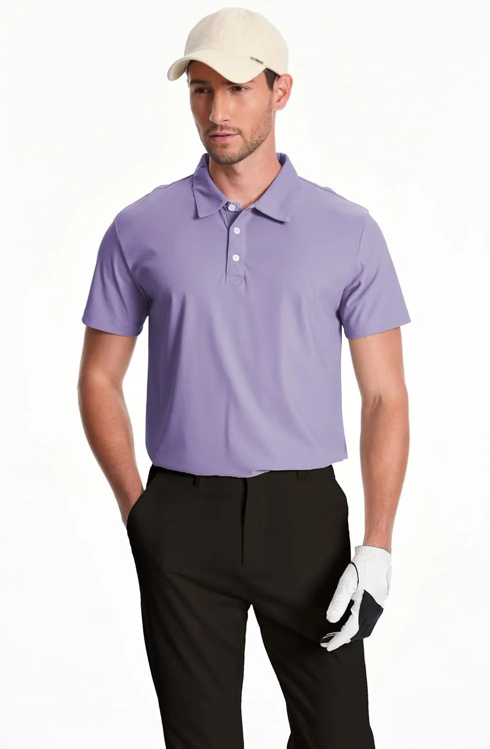 Mens Polo Shirts Collar Short Sleeve Golf Shirt Quicky Dry Moisture Wicking Lightweight Polo T-Shirt