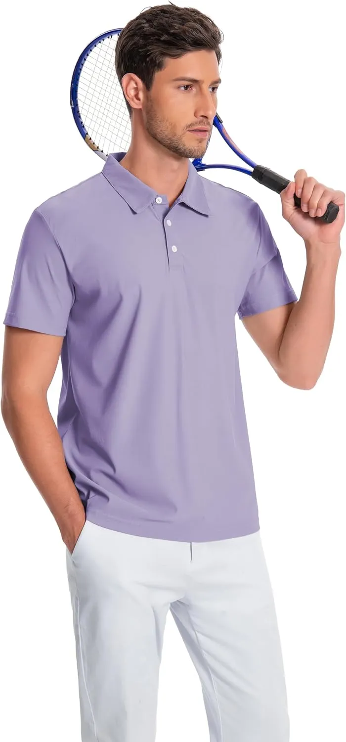 Mens Polo Shirts Collar Short Sleeve Golf Shirt Quicky Dry Moisture Wicking Lightweight Polo T-Shirt