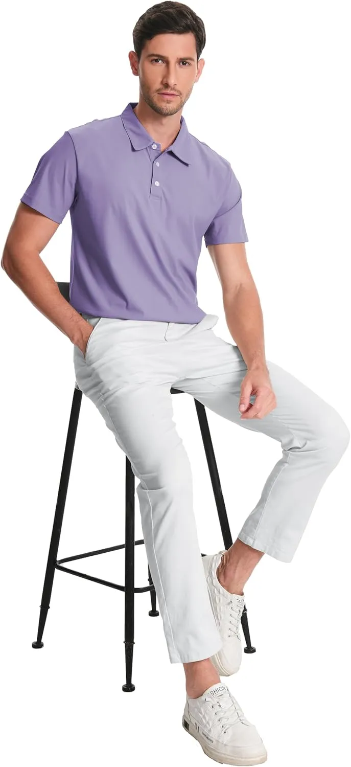 Mens Polo Shirts Collar Short Sleeve Golf Shirt Quicky Dry Moisture Wicking Lightweight Polo T-Shirt