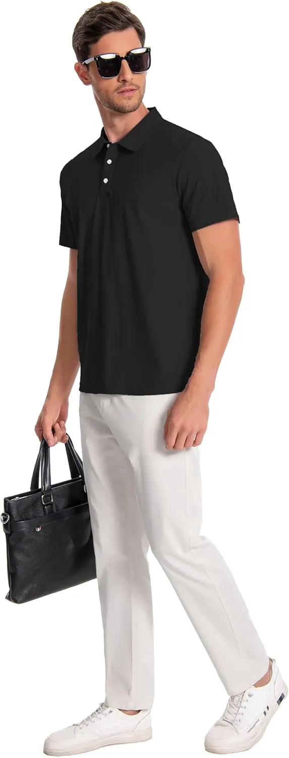 Mens Polo Shirts Collar Short Sleeve Golf Shirt Quicky Dry Moisture Wicking Lightweight Polo T-Shirt