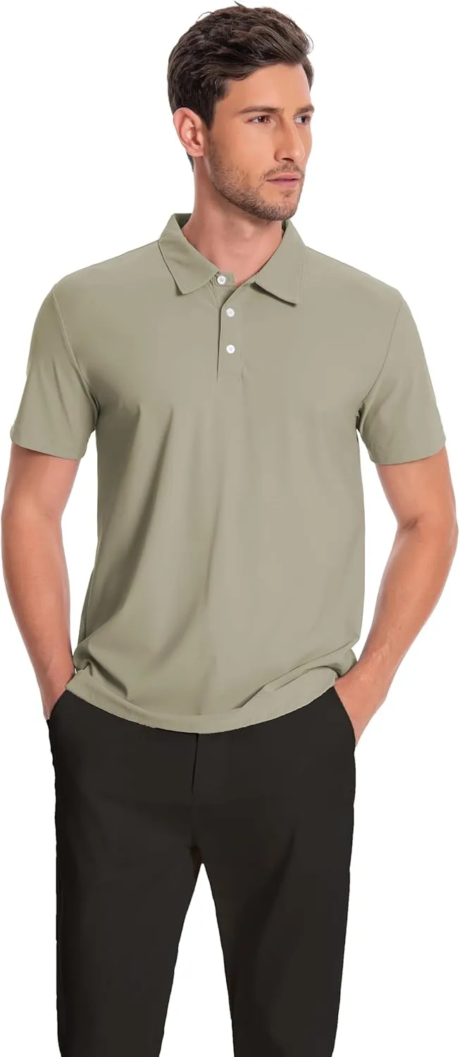 Mens Polo Shirts Collar Short Sleeve Golf Shirt Quicky Dry Moisture Wicking Lightweight Polo T-Shirt