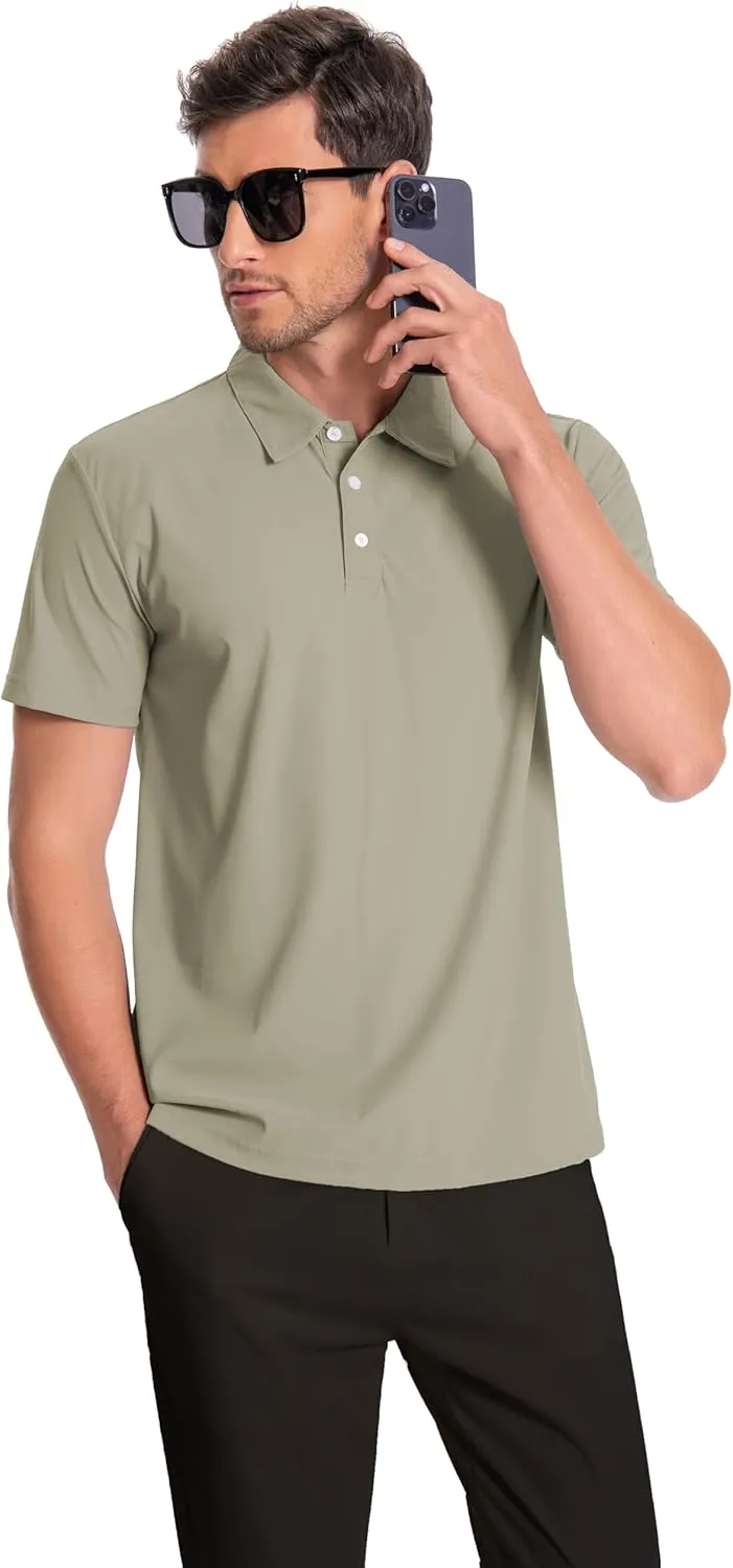 Mens Polo Shirts Collar Short Sleeve Golf Shirt Quicky Dry Moisture Wicking Lightweight Polo T-Shirt