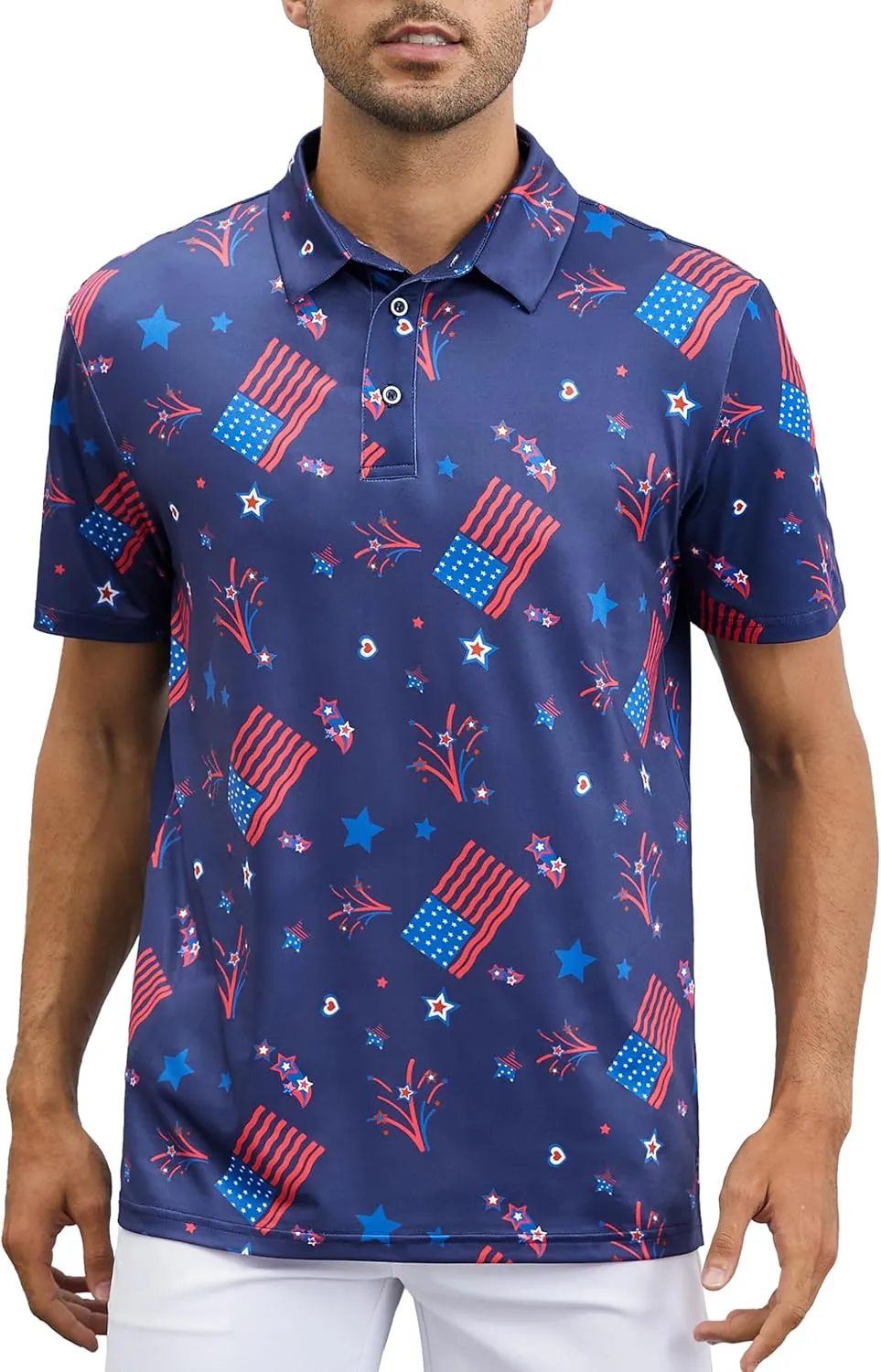 Mens Polo Shirts Short Sleeve Print Golf Shirts Gifts for Men