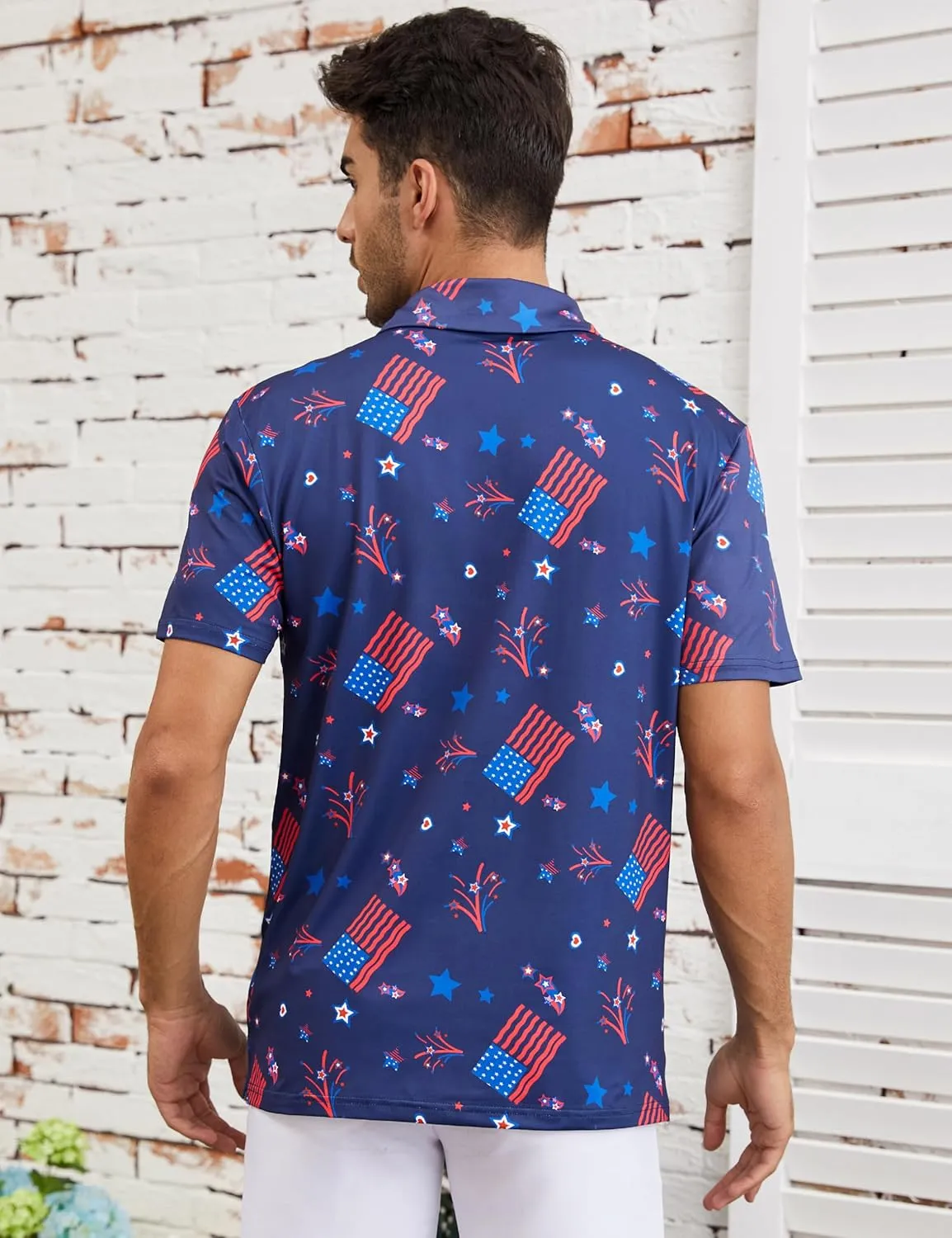 Mens Polo Shirts Short Sleeve Print Golf Shirts Gifts for Men