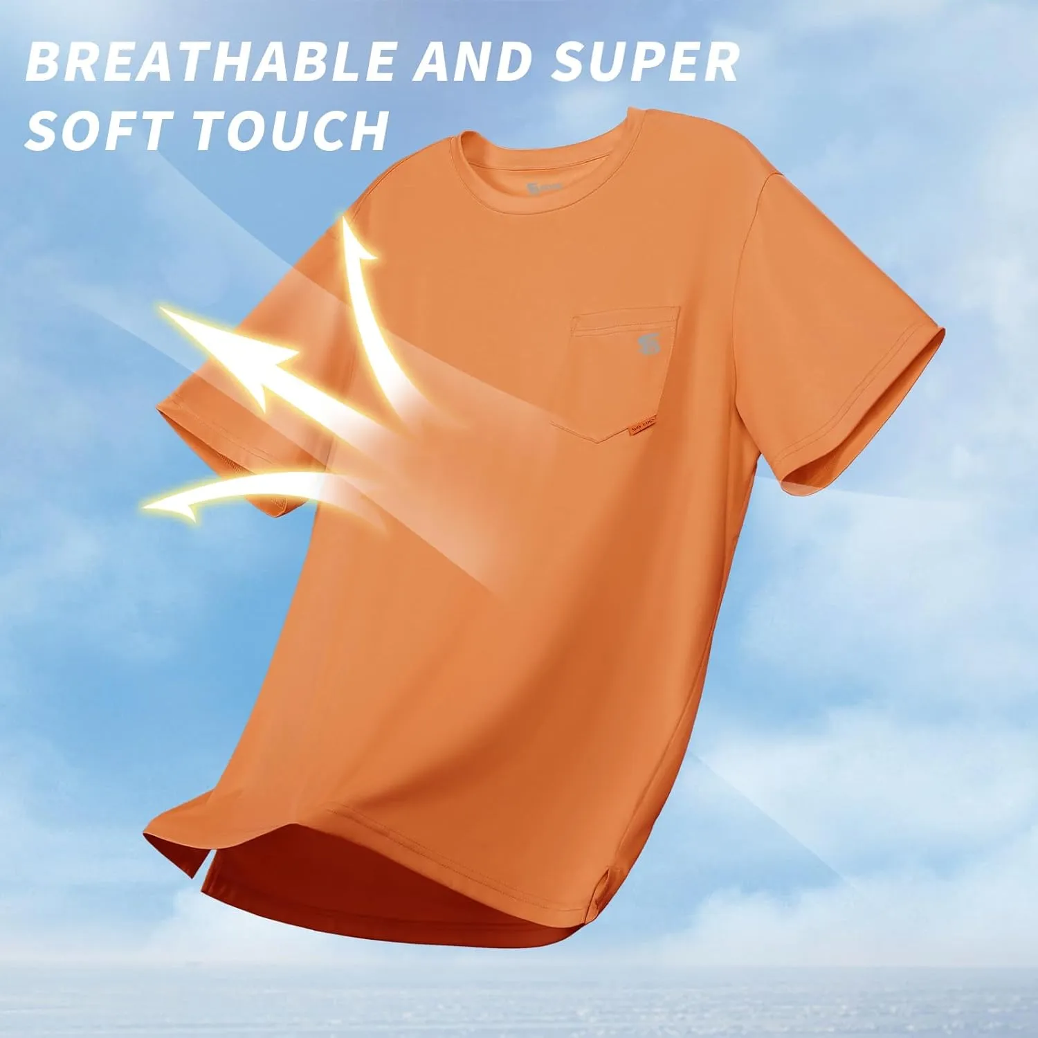 Men's Rash Guard Shirts UPF 50  Moisture Wicking Short Sleeve Chest Pocket Quick Dry Lightweight