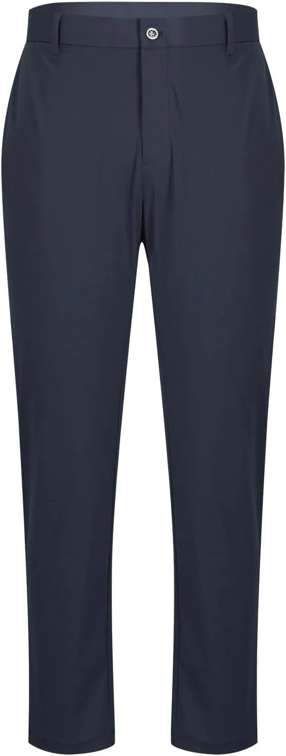 Mens Slim Fit Dress Pants Flat Front Straight Leg Formal Work Wrinkle Free Expandable Waist Casual Business Suit Pant