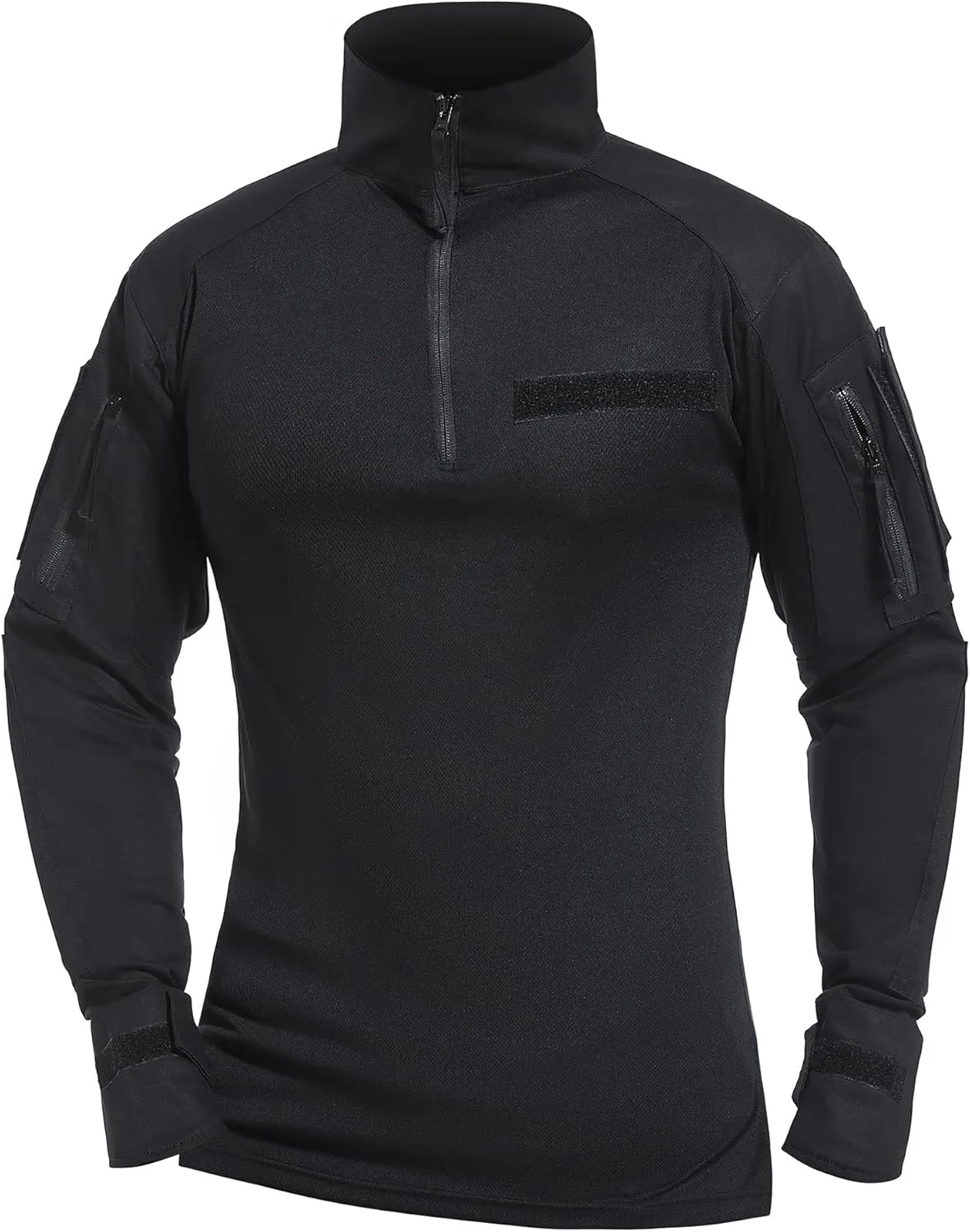 Mens Tactical Military Shirt 1/4 Zip Long Sleeve Slim Fit Military Combat Shirt with Pockets