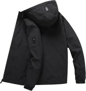 Mens Windproof Waterproof Lightweight Down Jackets, Mountain Sport Jacket for Men Hooded Windbreaker Raincoat