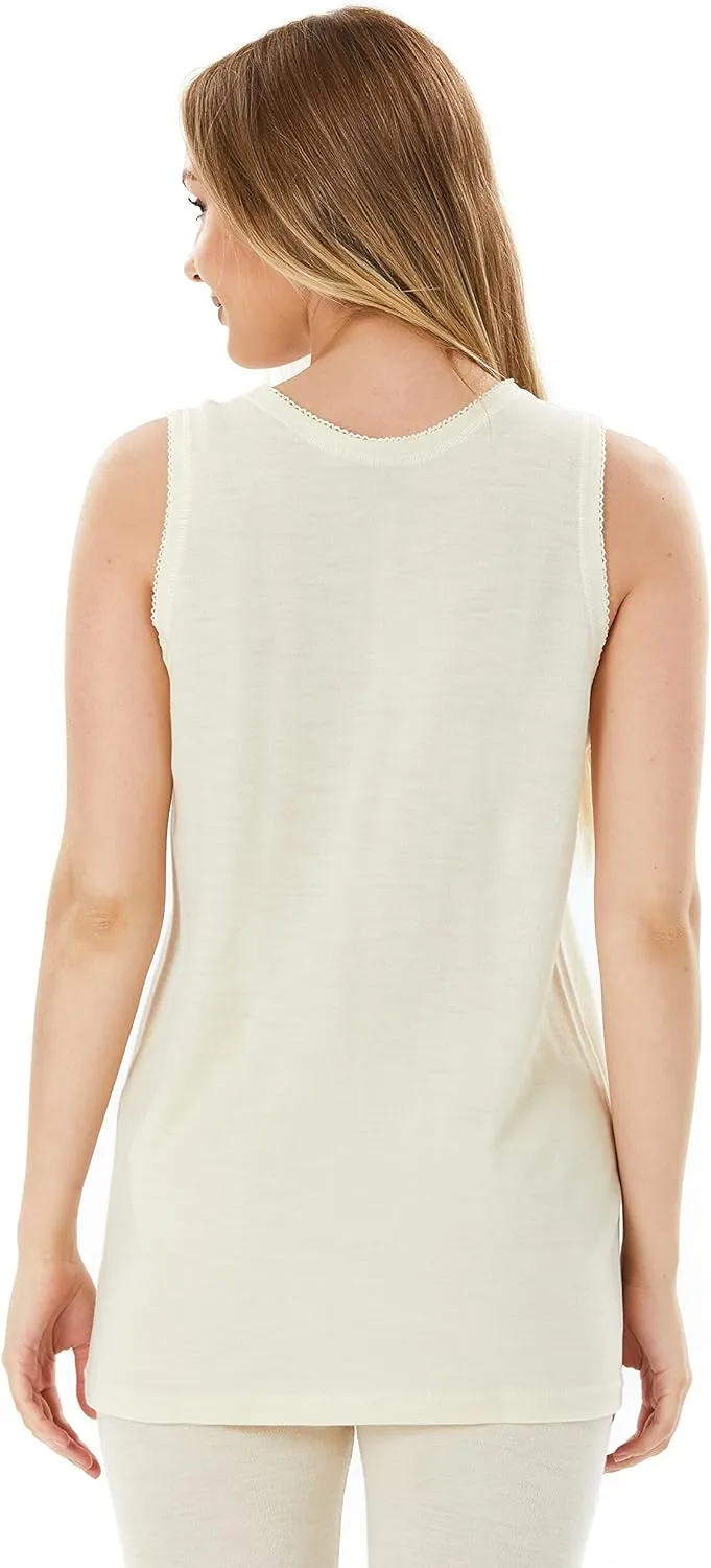 Merino Wool Tunic Tank Top for Women | 185 Lightweight Base Layer, Scoop Neck Thermal Undershirt