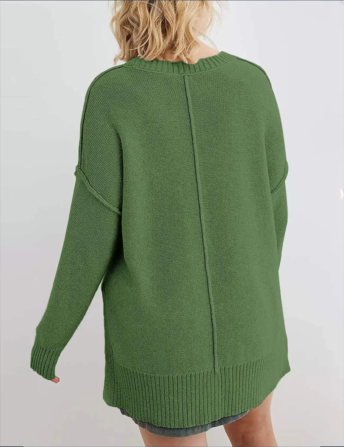 MEROKEETY Women's 2025 Fall Winter Casual Oversized Pullover Sweater Loose Crew Neck Long Sleeve Side Split Jumper Top