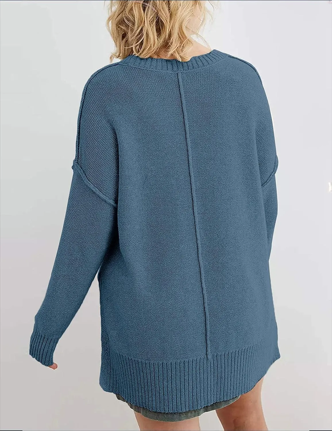 MEROKEETY Women's 2025 Fall Winter Casual Oversized Pullover Sweater Loose Crew Neck Long Sleeve Side Split Jumper Top