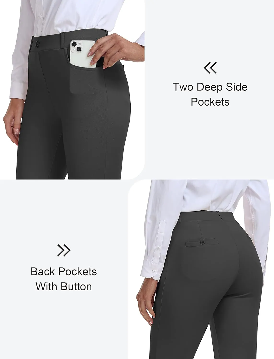 MoFiz Women's Yoga Dress Bootcut Work Slacks Stretch Office Casual Golf Pants Petite/Regular/29/31