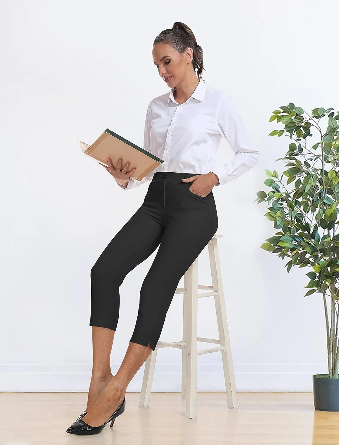 MoFiz Women's Yoga Dress Bootcut Work Slacks Stretch Office Casual Golf Pants Petite/Regular/29/31
