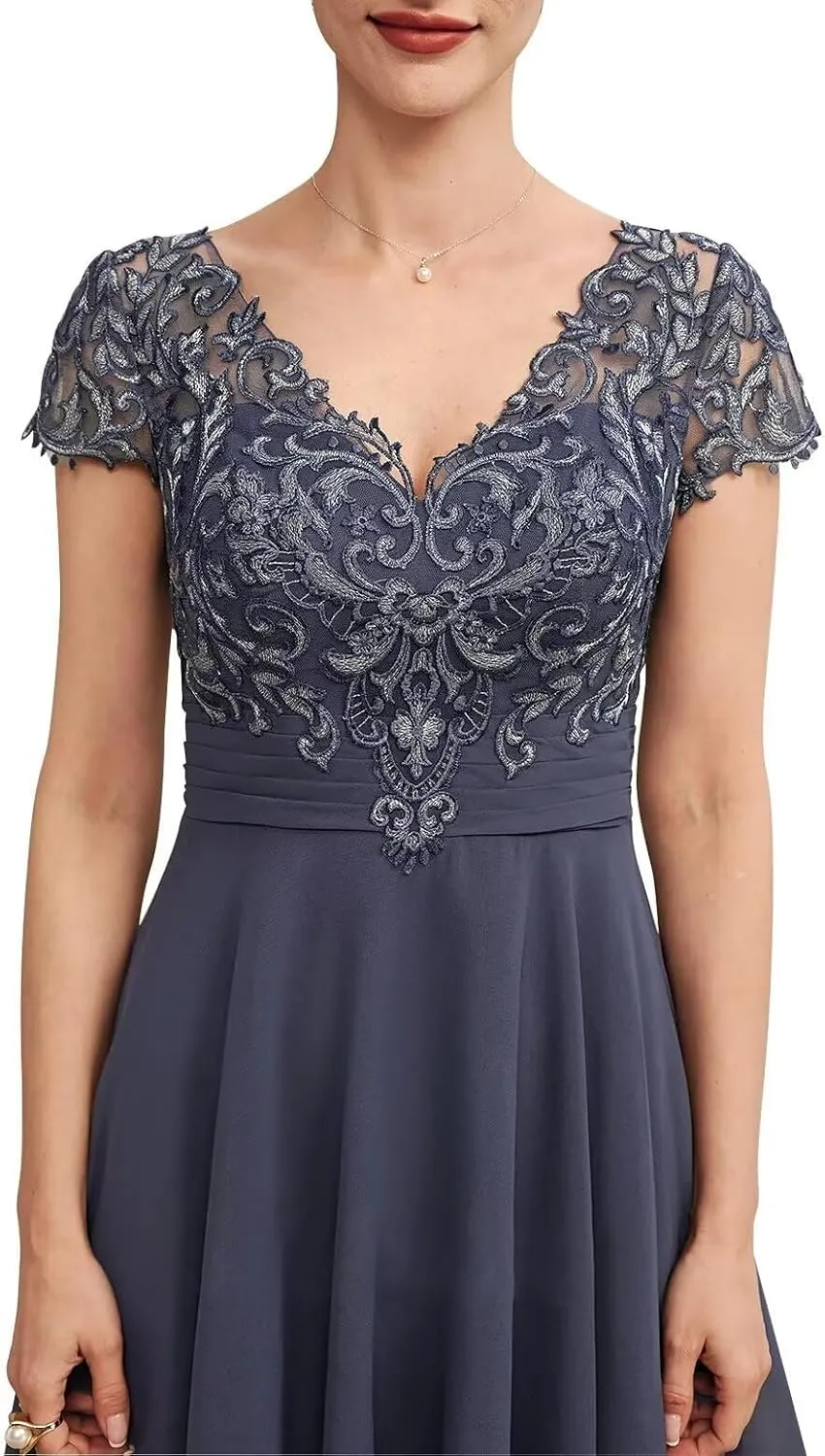Mother of The Bride Dresses for Wedding Lace Appliques Formal Dress for Women Chiffon Asymmetrica Party Gowns RO68