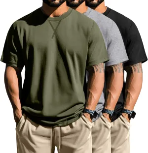 Neer 3 Pack Men's Big and Tall T-Shirts Cotton Short Sleeve Crewneck Plus Size Tee Shirts Hipster Longline Tops