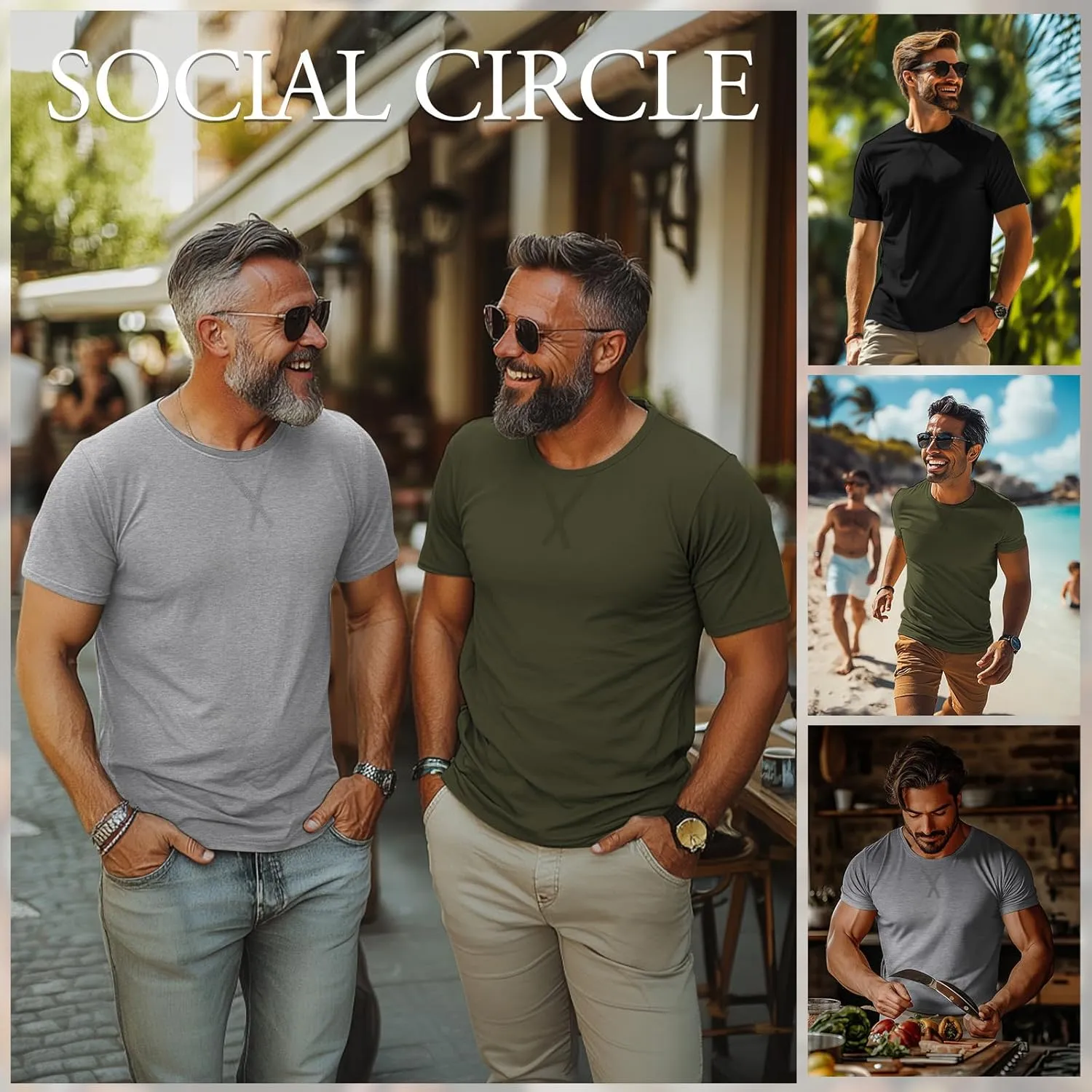 Neer 3 Pack Men's Big and Tall T-Shirts Cotton Short Sleeve Crewneck Plus Size Tee Shirts Hipster Longline Tops