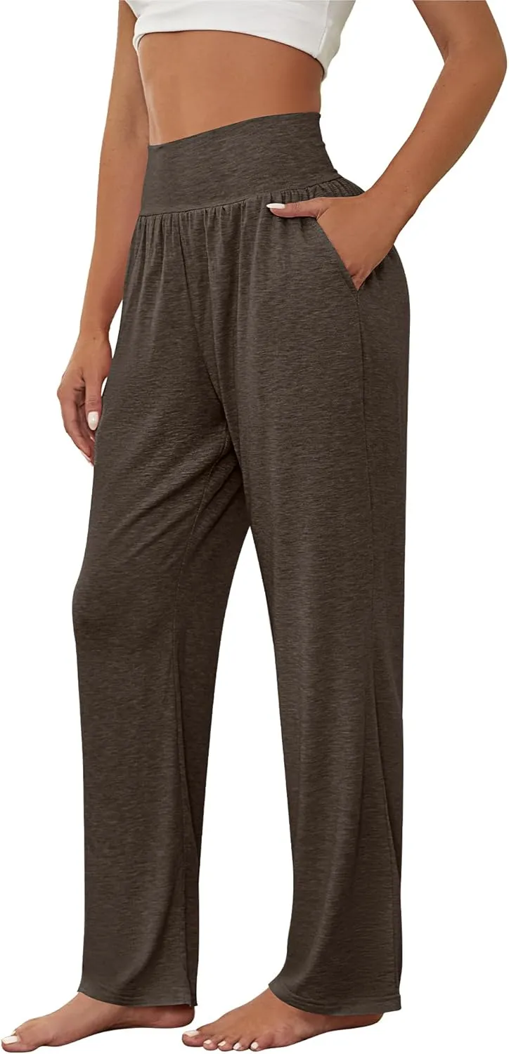 Neer 3 Pcs Women's Wide Leg Yoga Pant Comfy Loose High Waist Lounge Waist Lounge Casual Athletic Workout Joggers Apparel