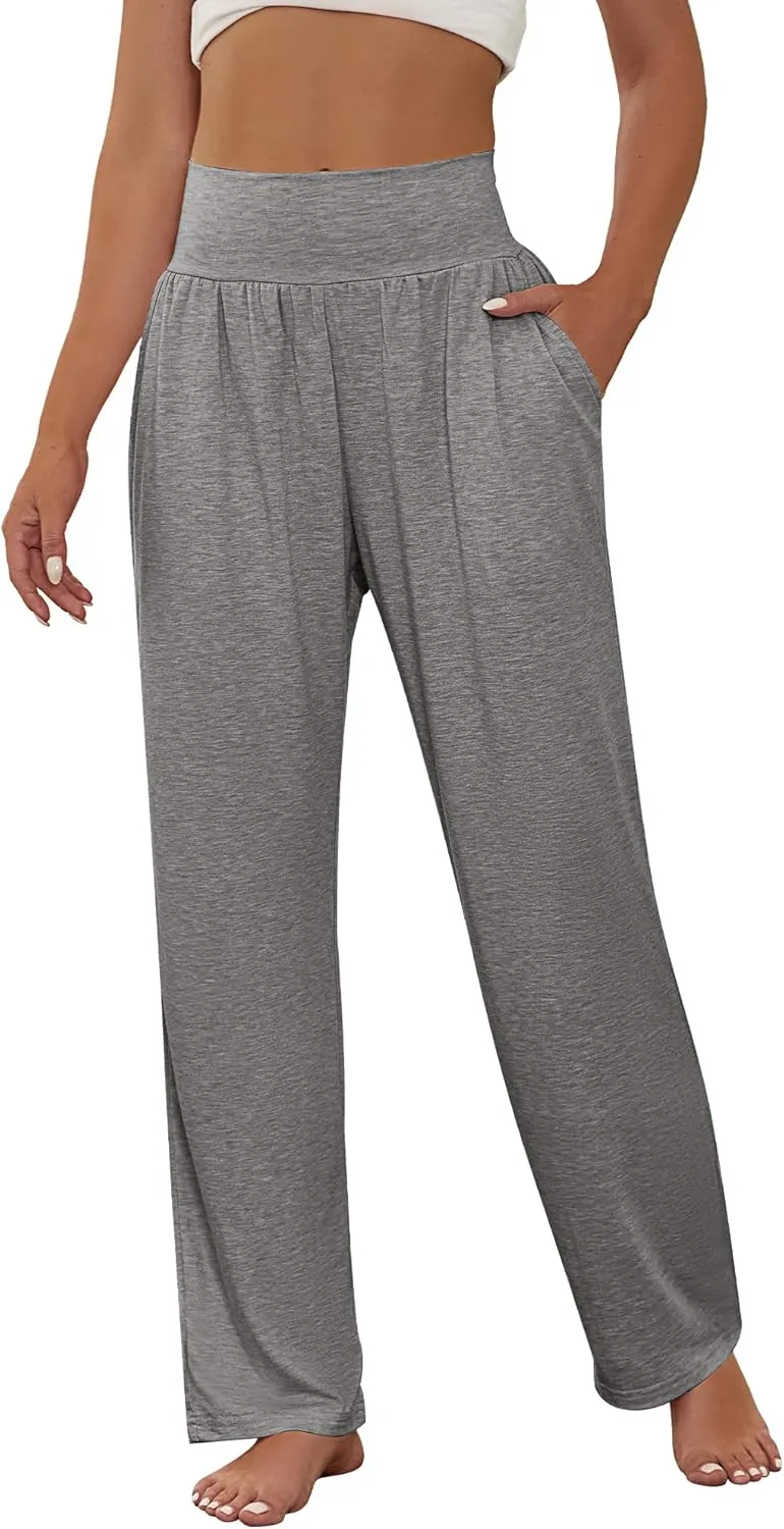 Neer 3 Pcs Women's Wide Leg Yoga Pant Comfy Loose High Waist Lounge Waist Lounge Casual Athletic Workout Joggers Apparel
