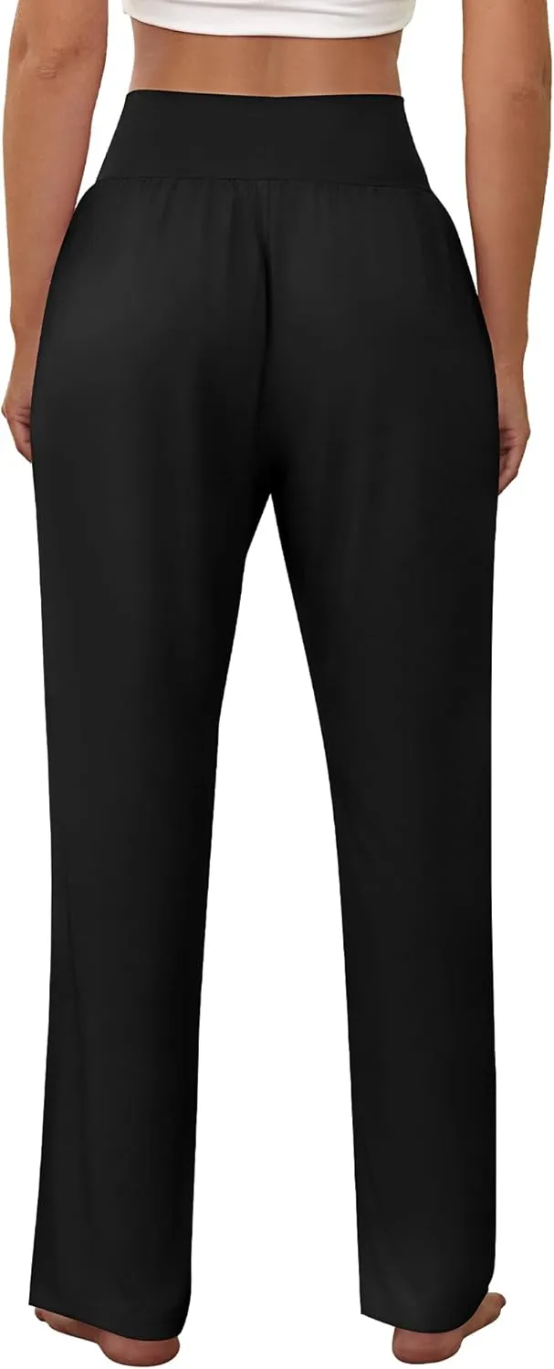 Neer 3 Pcs Women's Wide Leg Yoga Pant Comfy Loose High Waist Lounge Waist Lounge Casual Athletic Workout Joggers Apparel