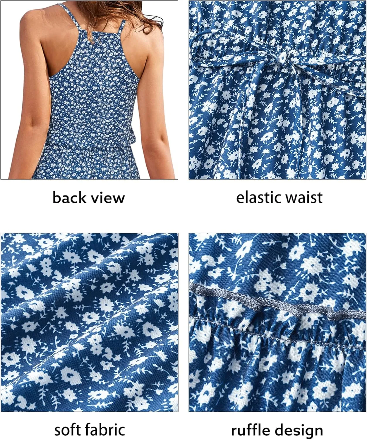 Newshows Women's 2025 Summer Dress Spaghetti Strap Casual Boho Beach Vacation Outfits Drawstring Ruffle Hem Sundress Trendy