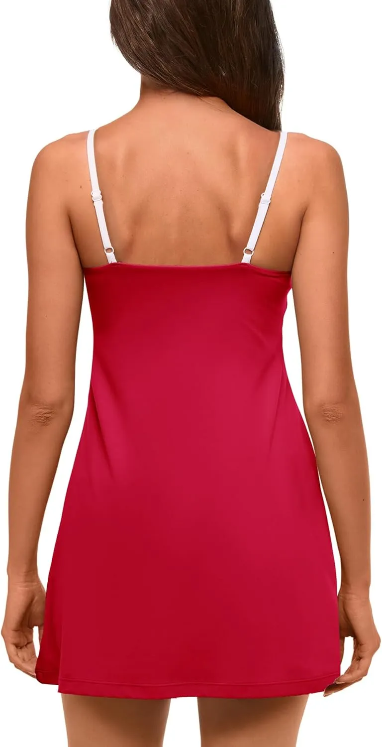 Nirovien Womens Tennis Dress with Built in Shorts Golf Dress One Piece Workout Outfits Athletic Skorts