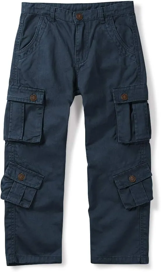 OCHENTA Boys Cargo Pants with 8 Pockets Casual Hiking Slacks Combat Trousers for Kid