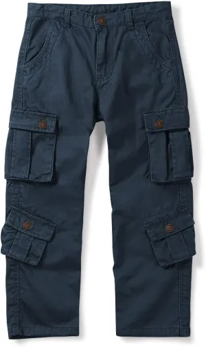 OCHENTA Boys Cargo Pants with 8 Pockets Casual Hiking Slacks Combat Trousers for Kid