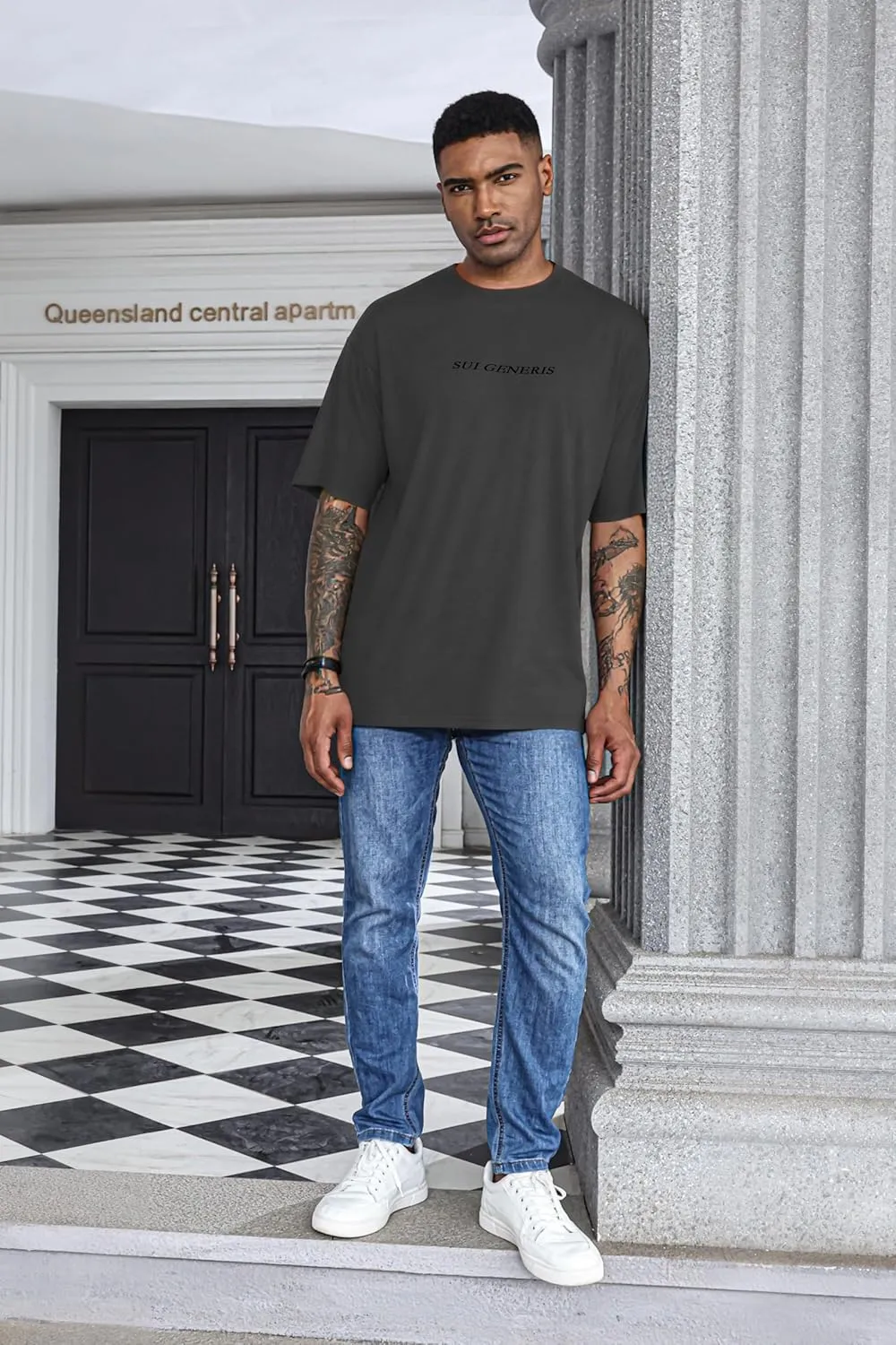 Opomelo Men's Fashion Athletic T-Shirt Oversized Workout Short Sleeve Shirt Casual Crew Neck Cotton Tee
