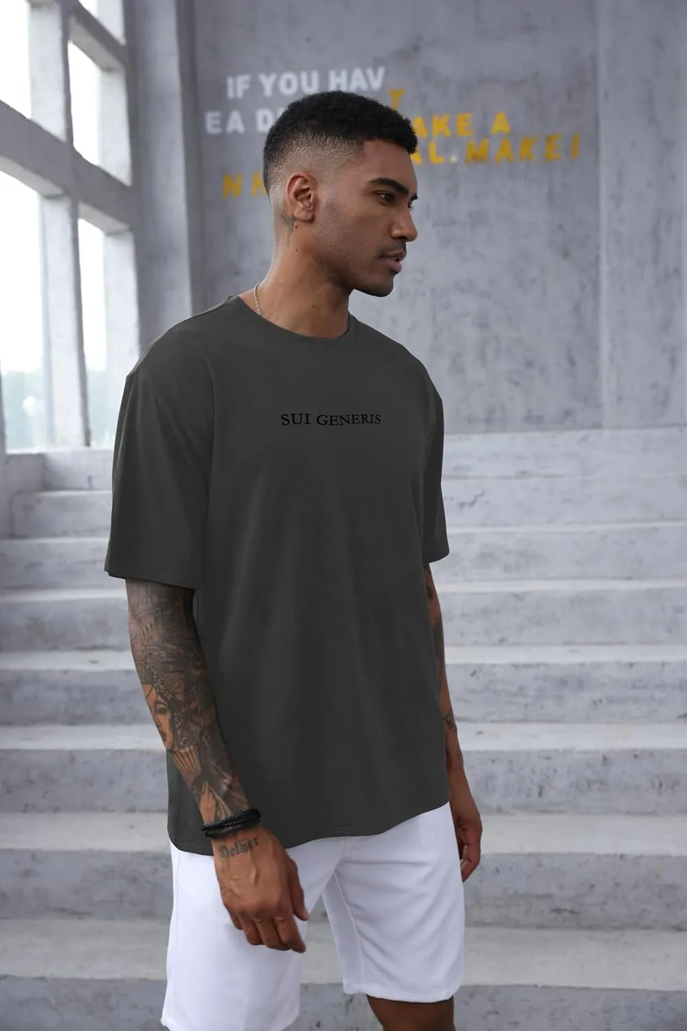 Opomelo Men's Fashion Athletic T-Shirt Oversized Workout Short Sleeve Shirt Casual Crew Neck Cotton Tee