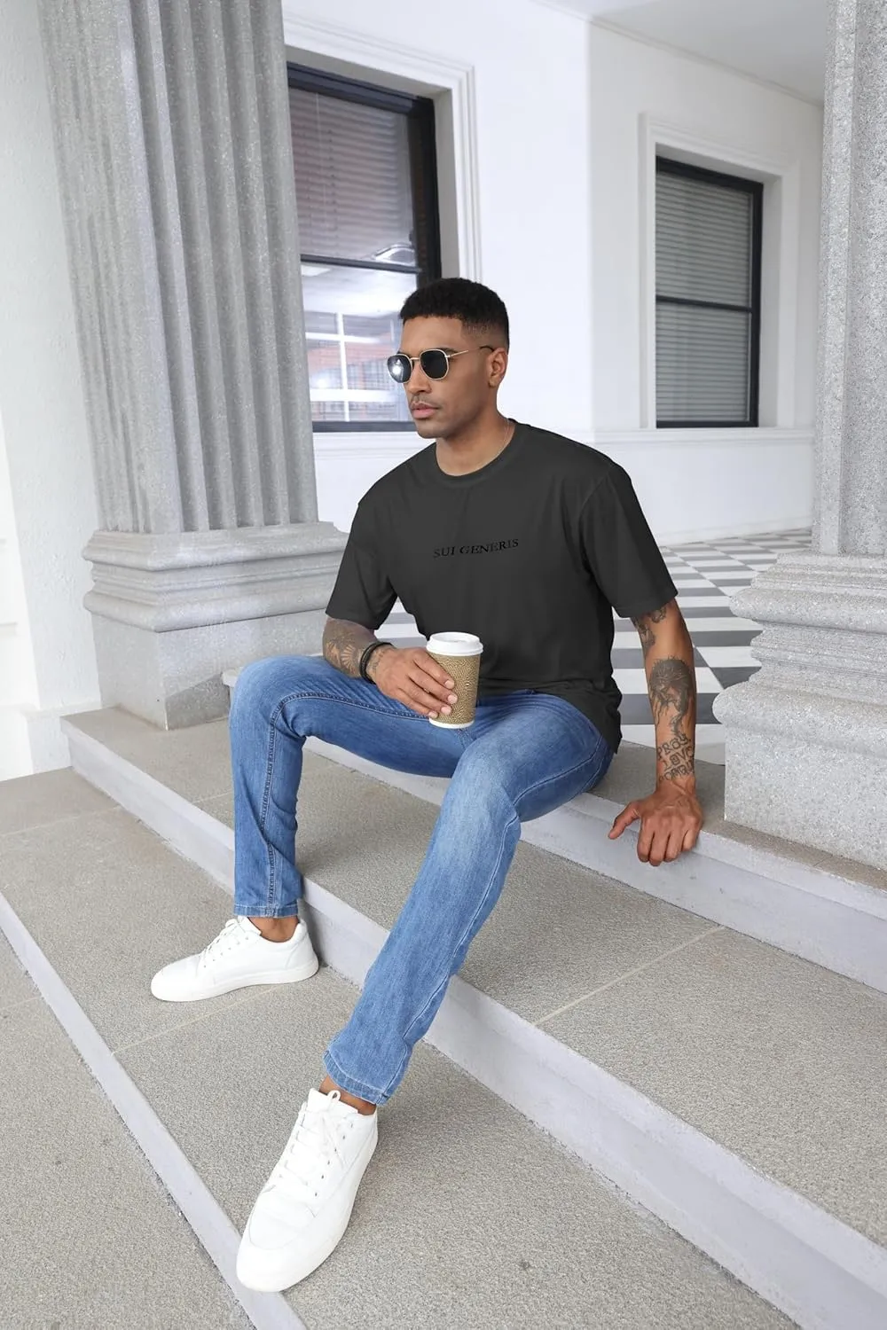 Opomelo Men's Fashion Athletic T-Shirt Oversized Workout Short Sleeve Shirt Casual Crew Neck Cotton Tee