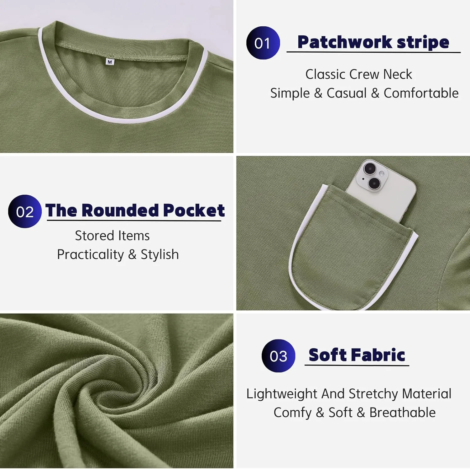 Opomelo Men's Fashion Oversized T-Shirt Athletic Workout Short Sleeve Shirt Casual Crewneck Tshirts with Pocket