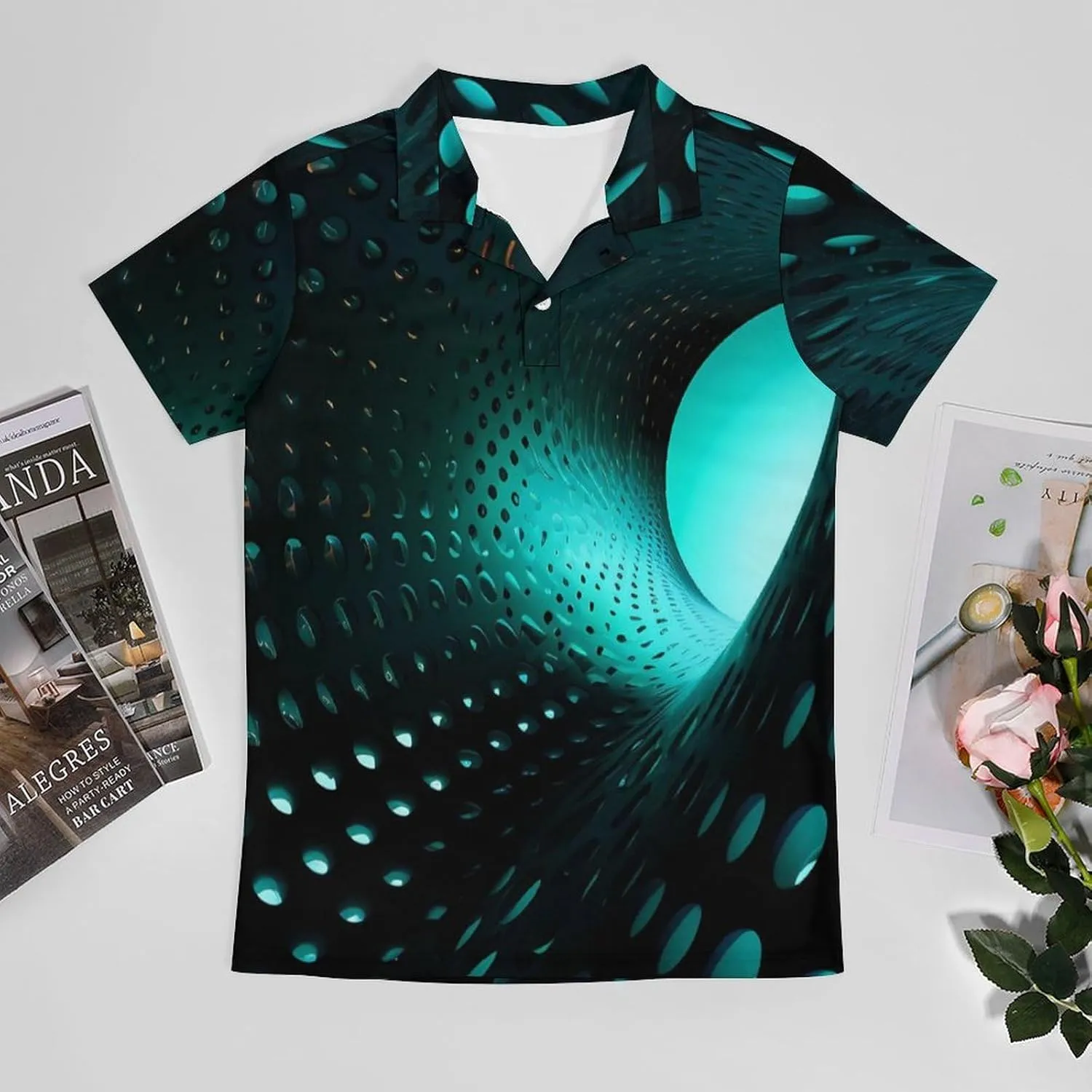 Optical Illusion 3D Men's Polo Shirt Short Sleeve Casual Athletic Quick Dry Golf T-Shirts