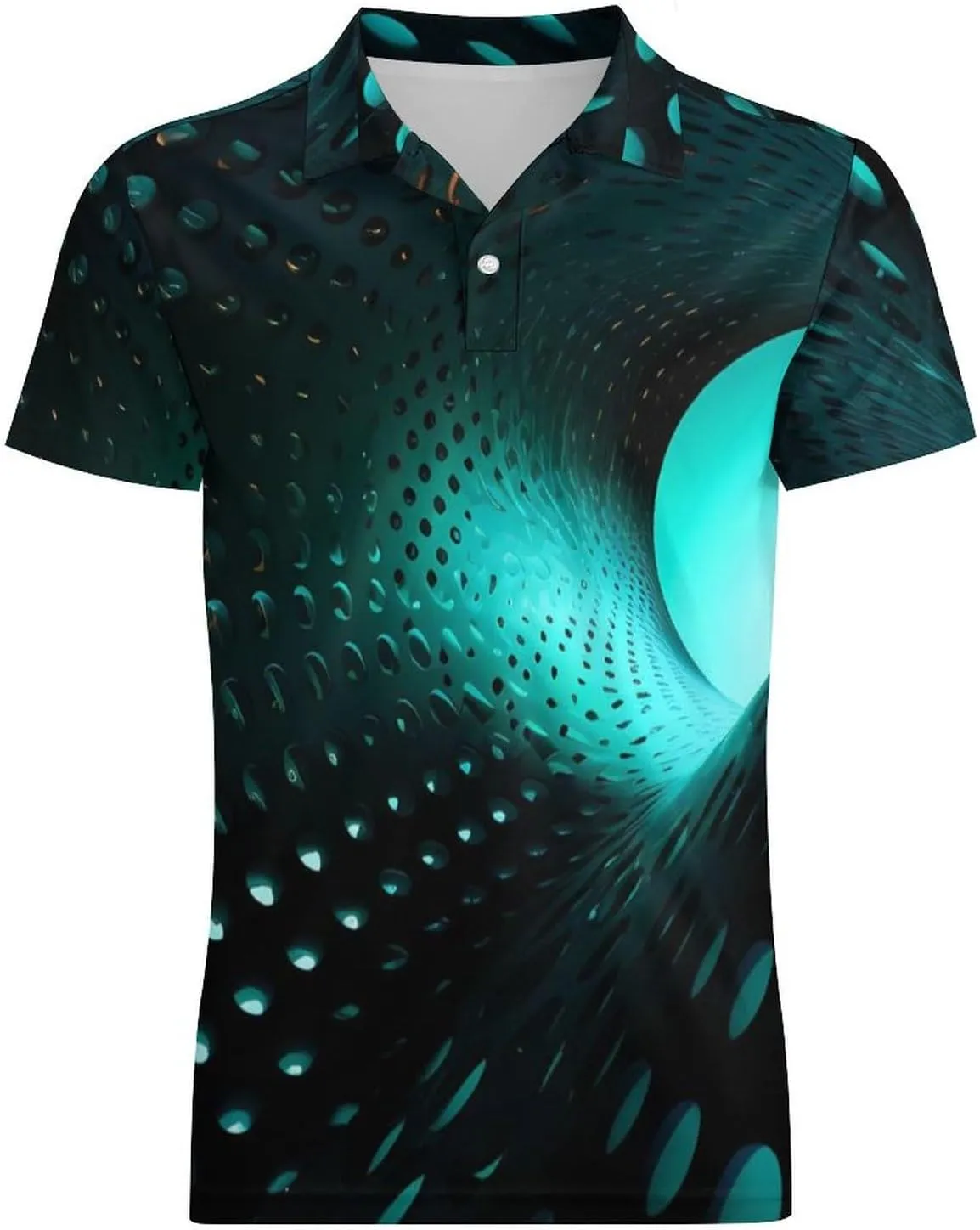 Optical Illusion 3D Men's Polo Shirt Short Sleeve Casual Athletic Quick Dry Golf T-Shirts