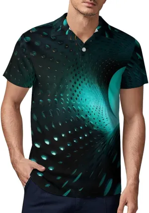 Optical Illusion 3D Men's Polo Shirt Short Sleeve Casual Athletic Quick Dry Golf T-Shirts